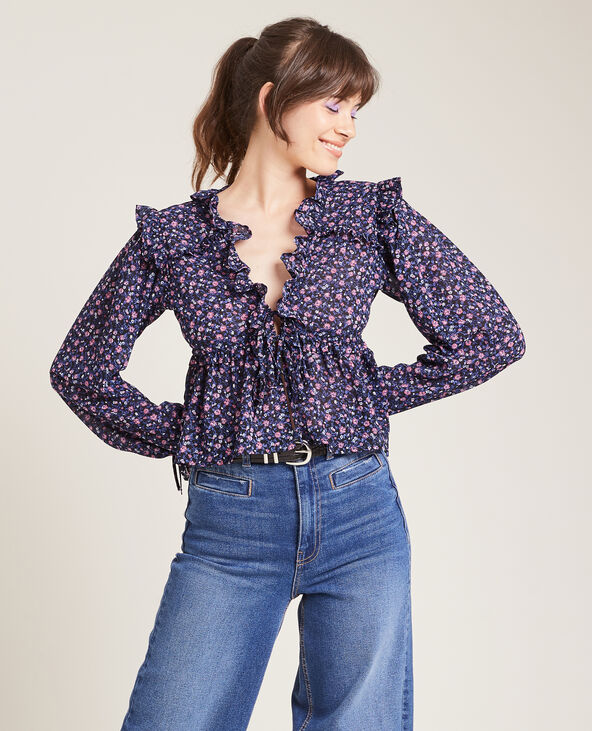 Blouse à volants bleu - Pimkie
