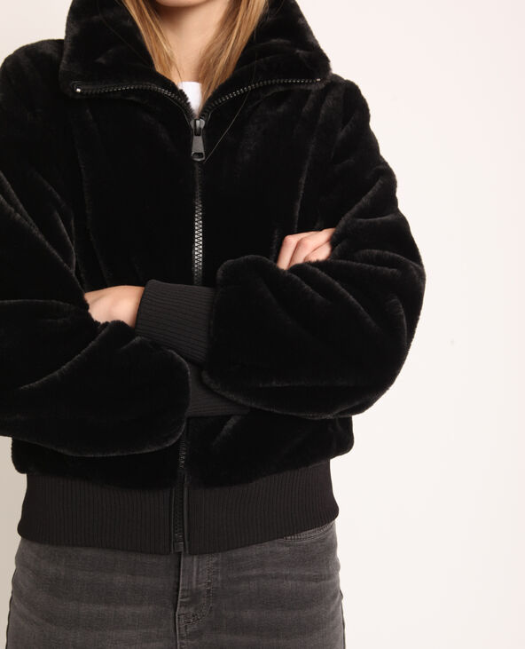 Blouson en fausse fourrure noir - Pimkie