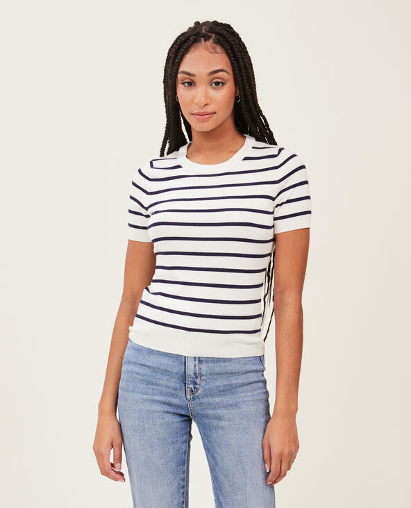 Pull manches courtes en maille fine blanc - Pimkie
