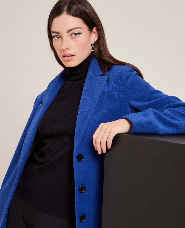 Manteau long effet drap de laine bleu électrique - Pimkie