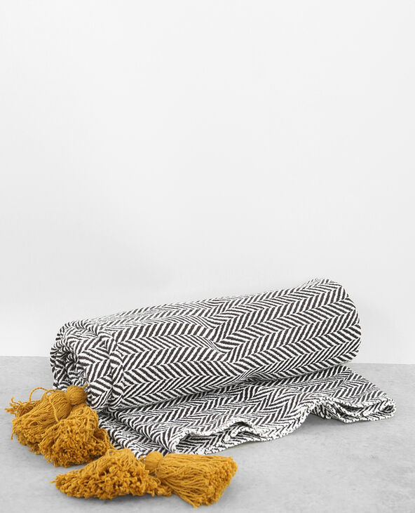 Plaid chevrons pompons noir - Pimkie