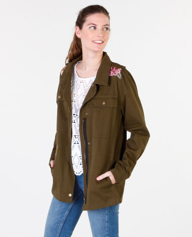 Veste army brodée marron - Pimkie