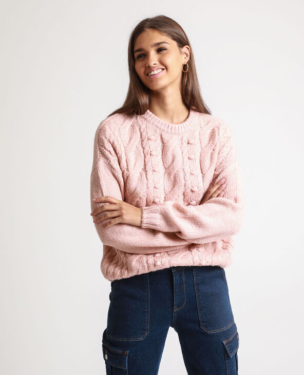 Pull torsadé rose chiné - Pimkie