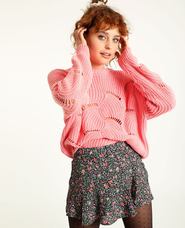 Pull maille ajourée rose - Pimkie