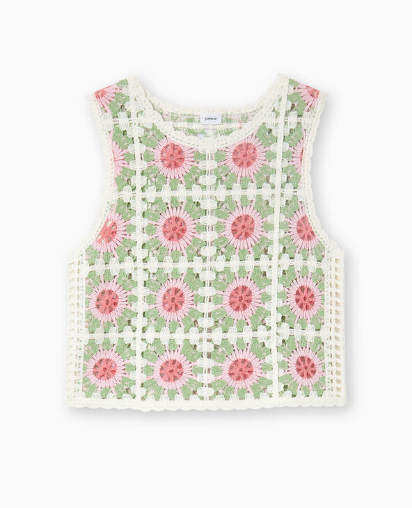 Top en maille crochet effet granny square rose - Pimkie