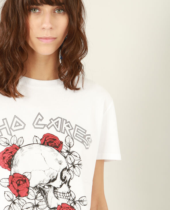 T-shirt tête de mort glitter blanc - Pimkie