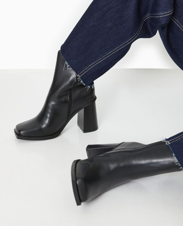 Boots à talons bouts carrés noir - Pimkie