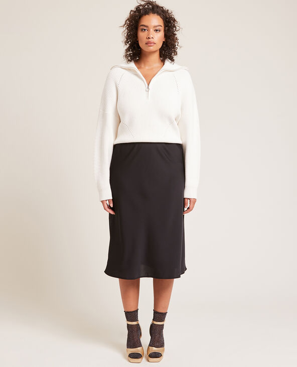 Jupe midi en tissu satiné noir - Pimkie