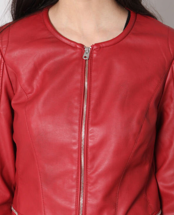 Veste en simili cuir rouge - Pimkie