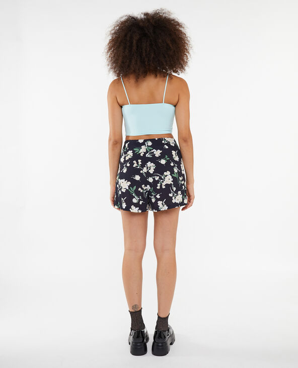 Jupe-short en tissu fluide motif fleurs noir - Pimkie