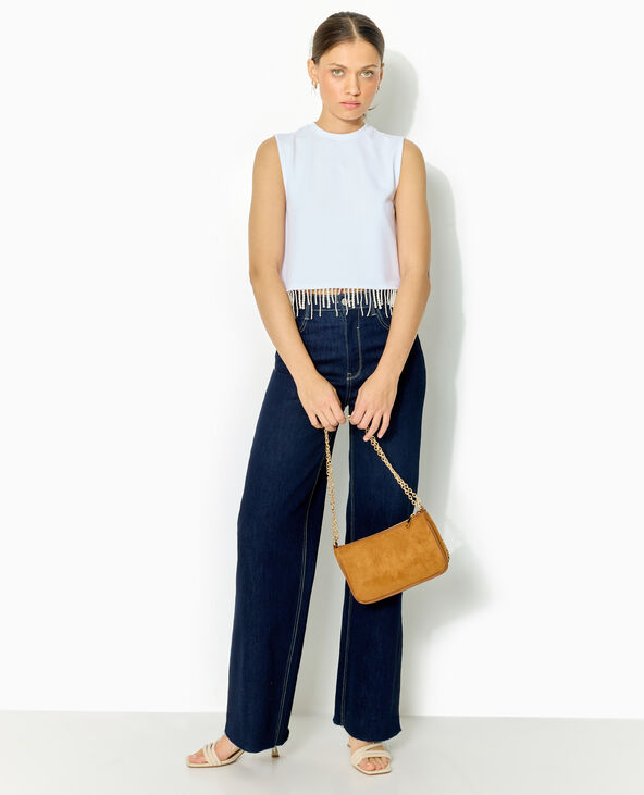 Top sans manches avec franges de perles blanc - Pimkie