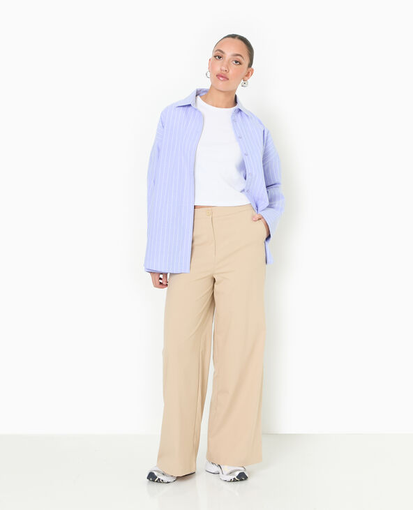 Pantalon large et droit taille haute beige - Pimkie