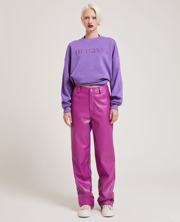 Pantalon droit en simili cuir violet - Pimkie