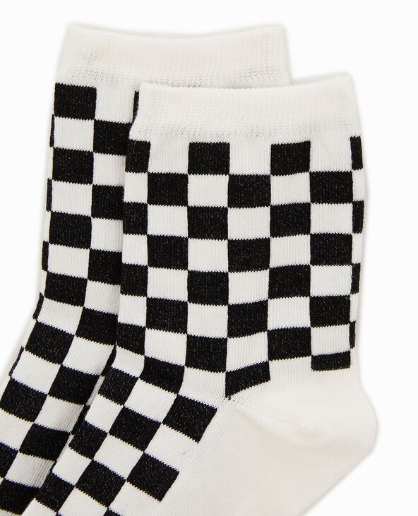 Paire de chaussettes motif damier blanc - Pimkie