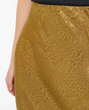 Jupe longue en satin jacquard motif léopard marron - Pimkie