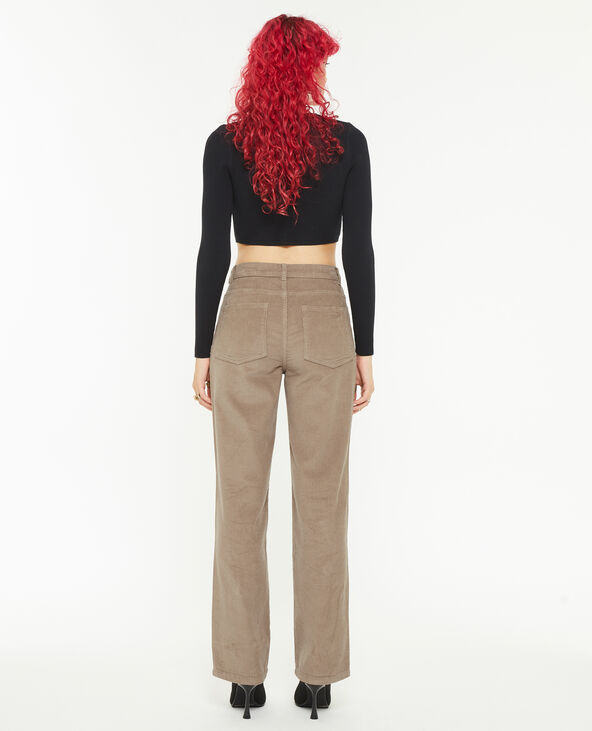 Pantalon droit en velours taupe - Pimkie