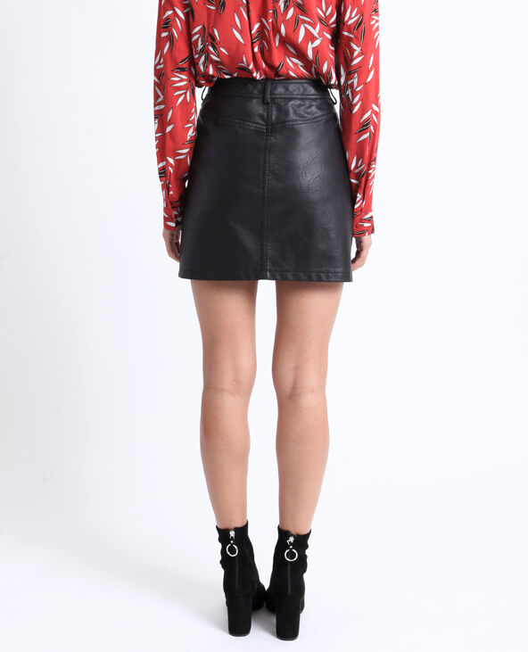 Jupe en simili cuir noir - Pimkie
