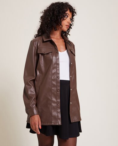 Chemise longue en simili marron - Pimkie