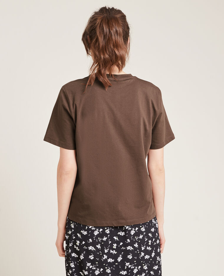 T-shirt col rond marron - Pimkie