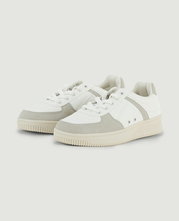 Sneakers bi-matière beige - Pimkie