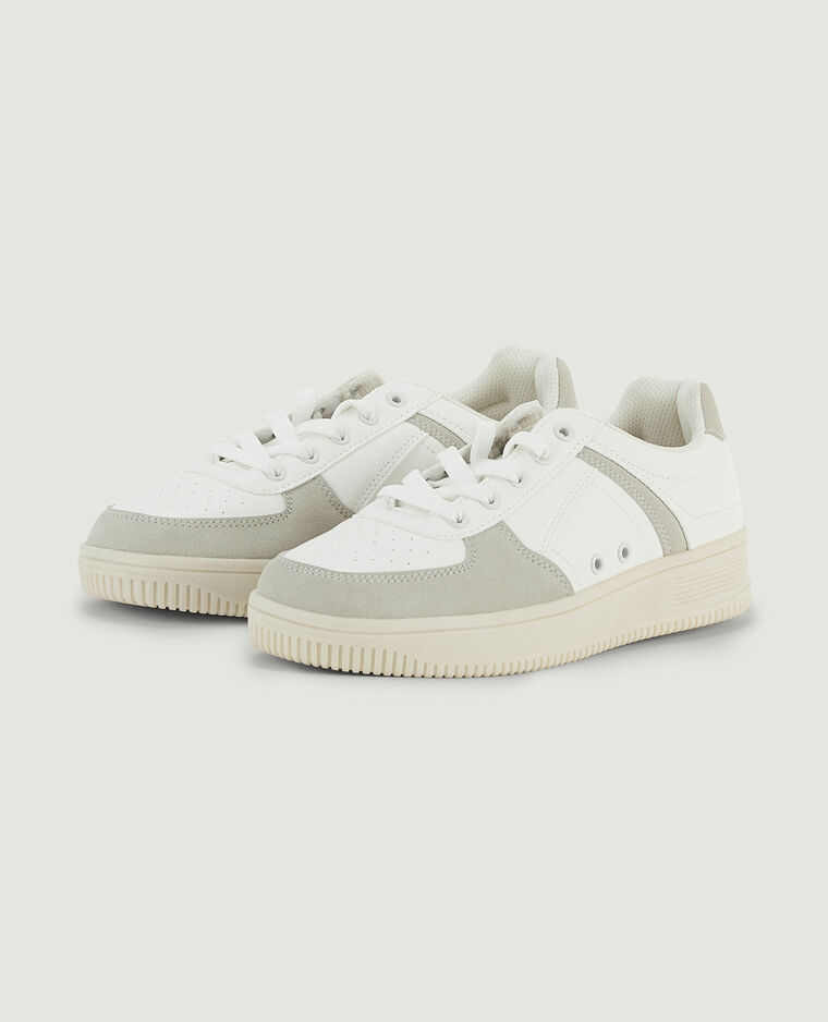 Sneakers bi-matière beige - Pimkie
