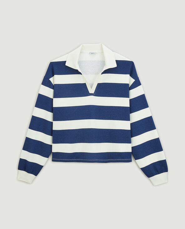 Sweat col polo bleu marine - Pimkie