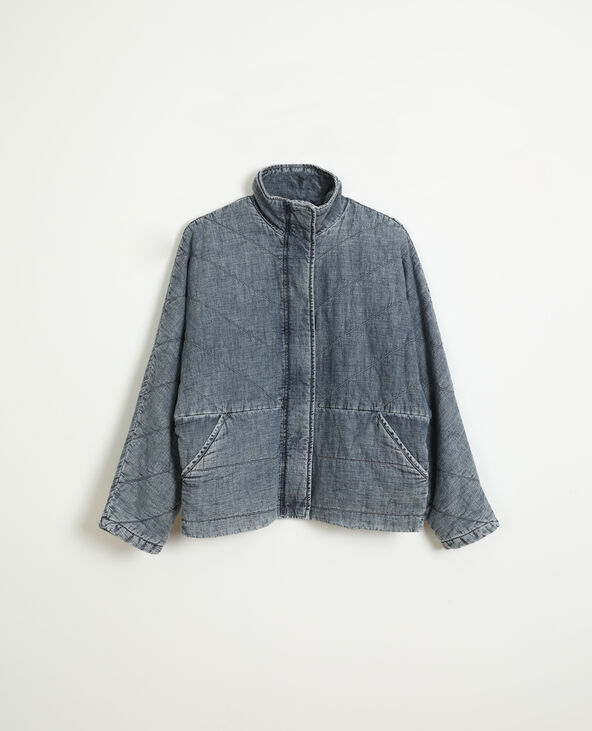 Veste en jean matelassée bleu foncé - Pimkie