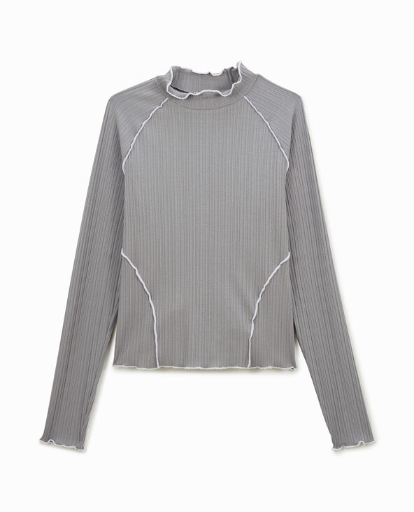 Top en maille côtelée avec coutures apparentes gris - Pimkie