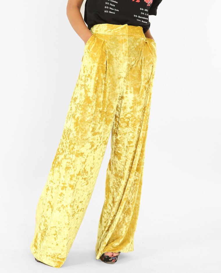Pantalon flare effet velours jaune ocre - Pimkie