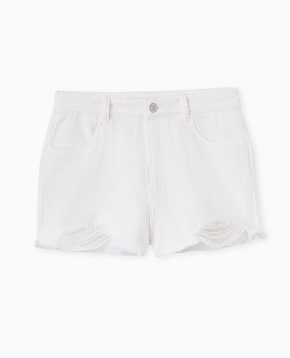 Short en jean coupé effet destroy écru - Pimkie