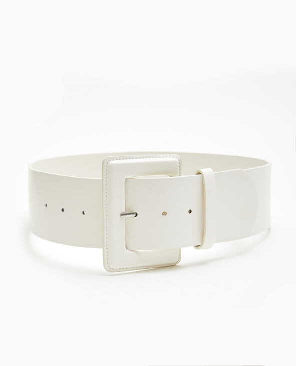 Ceinture large avec grande boucle rectangulaire blanc - Pimkie