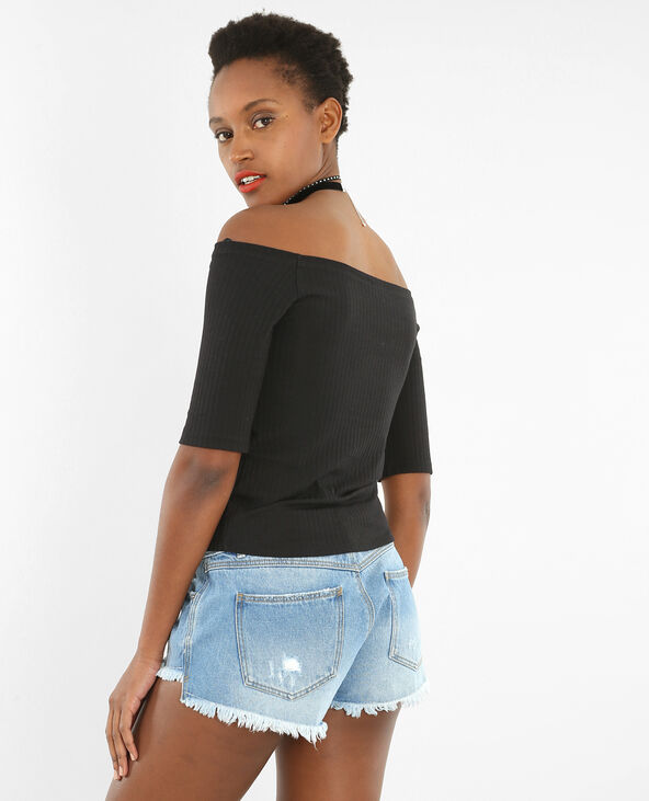 T-shirt col bateau noir - Pimkie