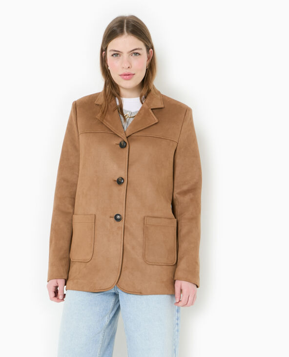 Veste blazer en suédine beige - Pimkie
