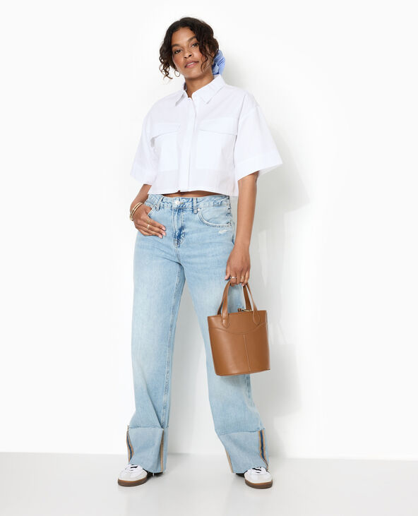 Chemise courte avec manches courtes et poches blanc - Pimkie