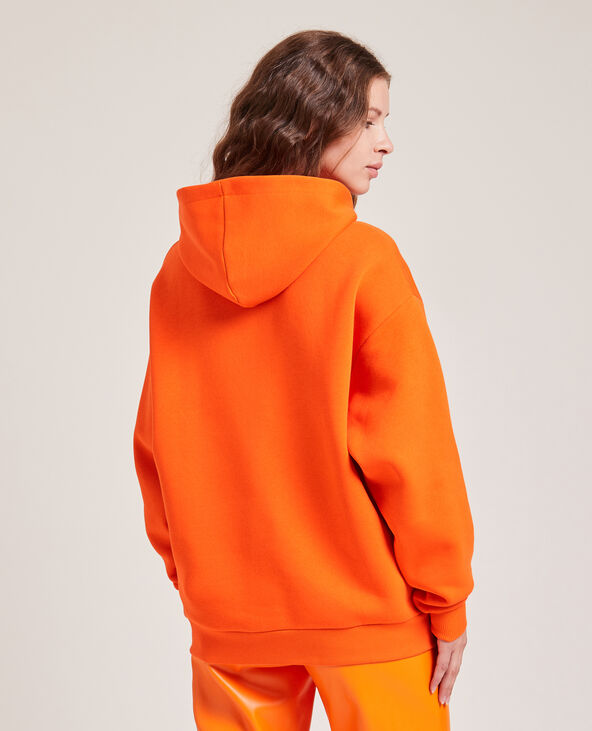 Sweat capuche avec flocage orange - Pimkie