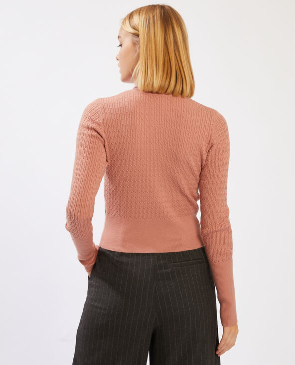 Pull col roulé torsadé vieux rose - Pimkie