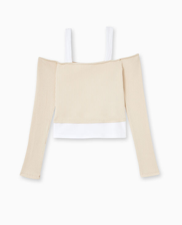Top court effet 2 en 1 beige - Pimkie