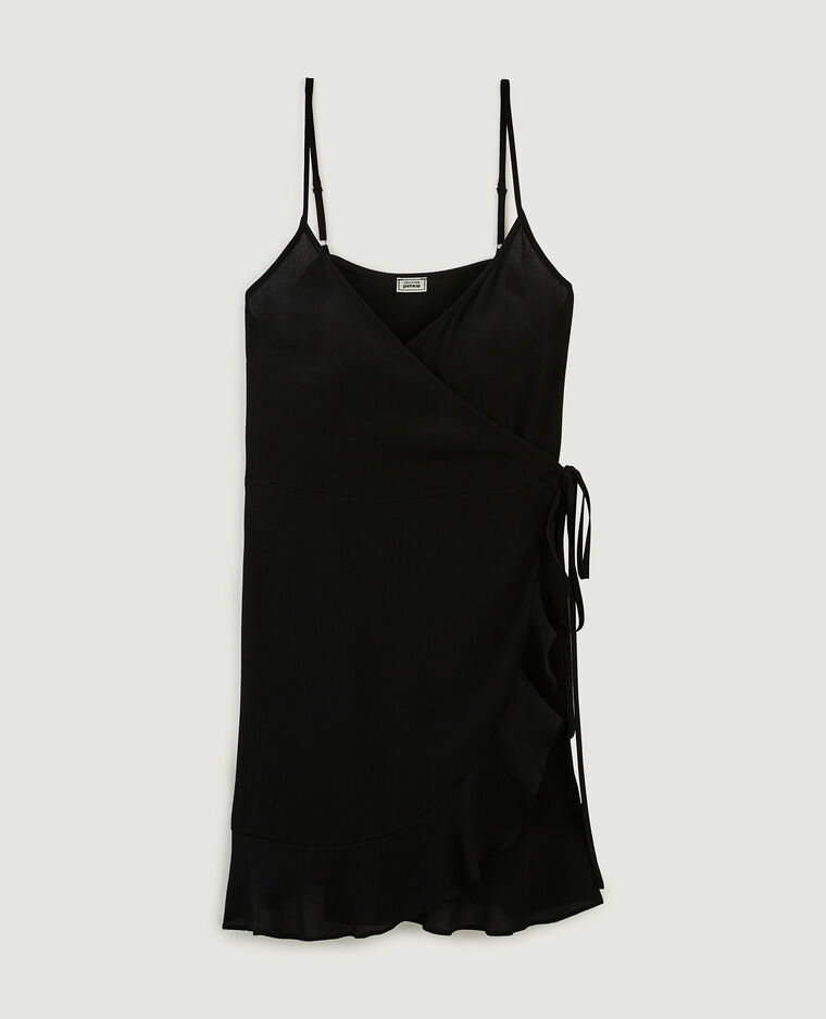 Robe courte porte-feuille avec volants noir - Pimkie