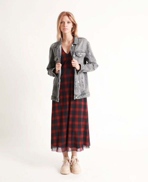 Robe longue à carreaux rouge - Pimkie