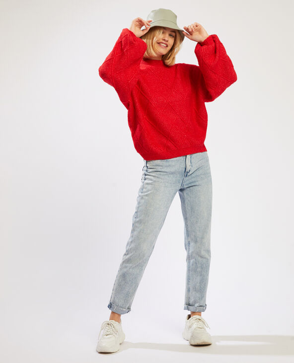 Pull maille fantaisie rouge - Pimkie