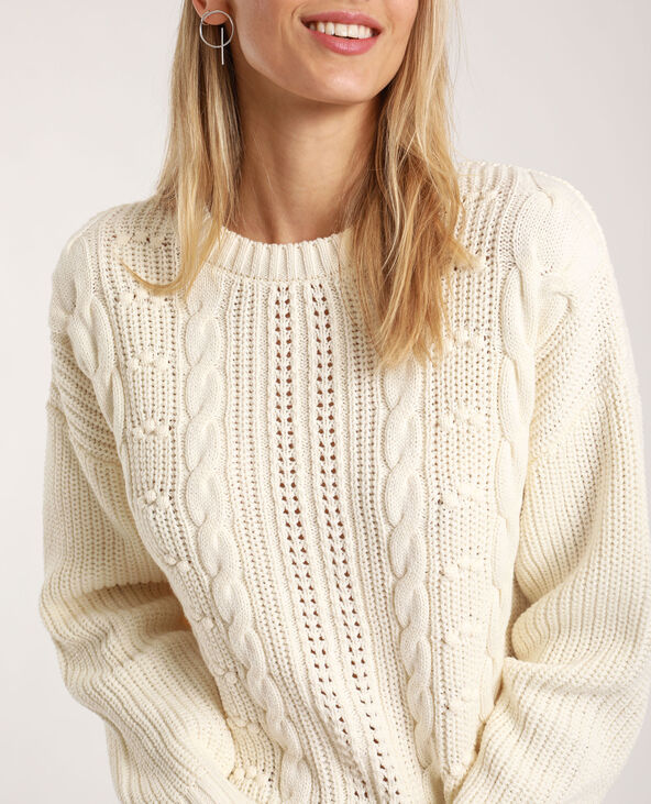 Pull à torsades blanc - Pimkie