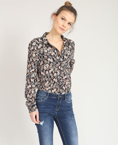 Chemise fleurie noir - Pimkie