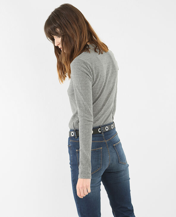 T-shirt col choker gris chiné - Pimkie