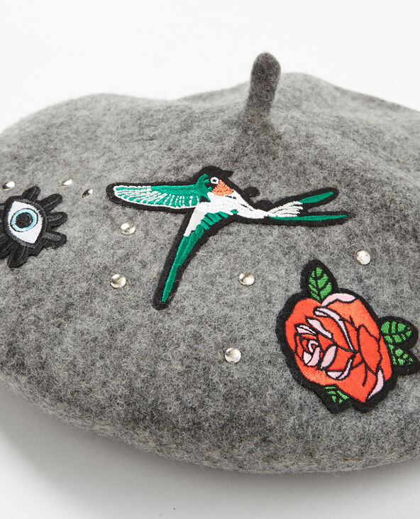 Beret à patchs noir - Pimkie