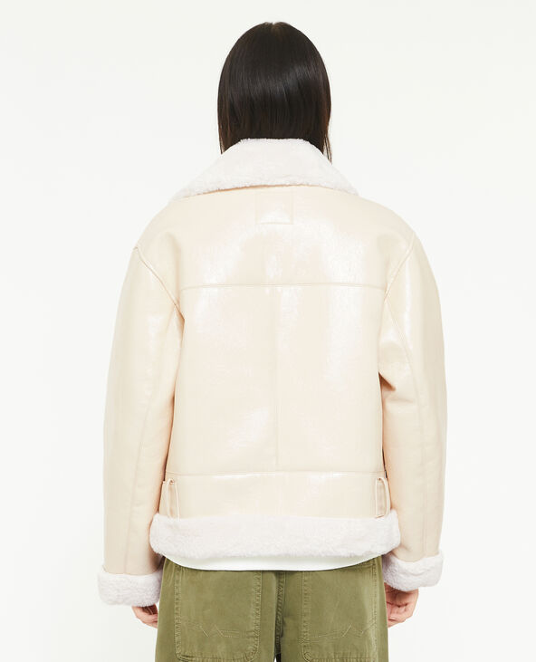 Blouson simili cuir avec doublure fourrure sable - Pimkie