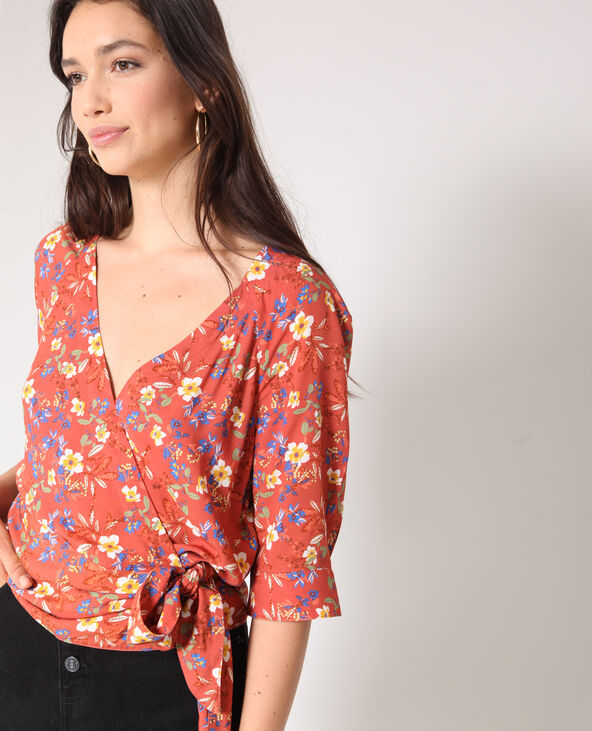 Blouse à fleurs marron - Pimkie