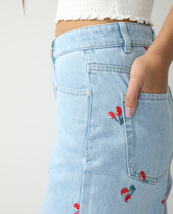 Jean mom high waist cerises bleu clair - Pimkie
