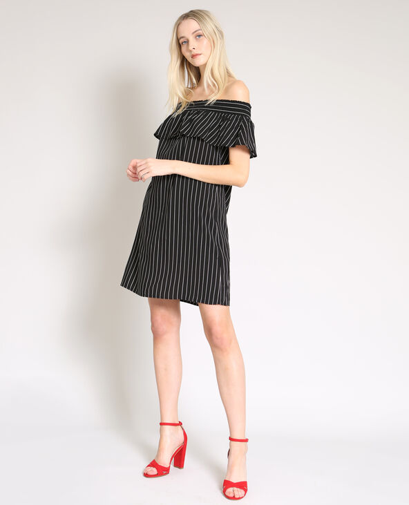 Robe col bardot noir - Pimkie