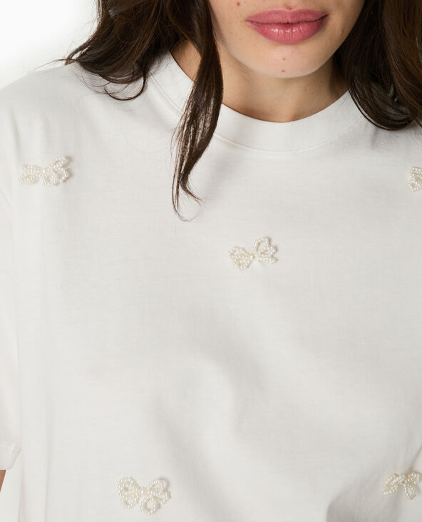 T-shirt ample avec nœuds en perles blanc - Pimkie