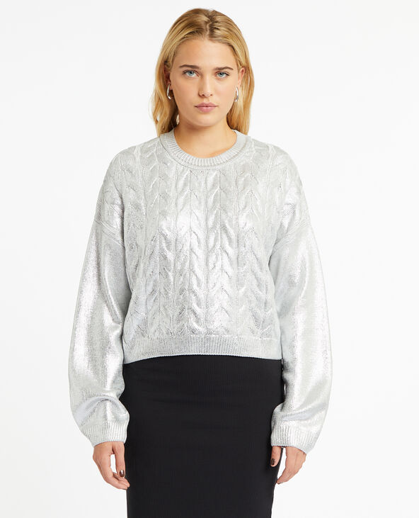 Pull torsadé avec enduit argenté argenté - Pimkie
